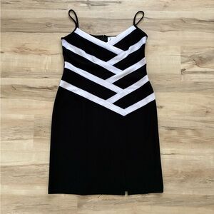 Black & White Spaghetti Strap Sheath Dress
